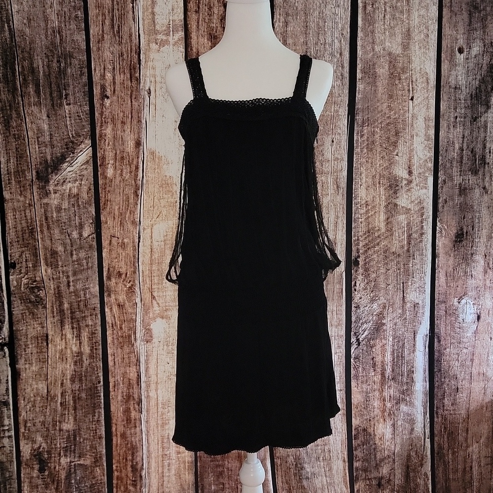Alice + Olivia Black Dress Size Medium Crochet Lace - Picture 2 of 9